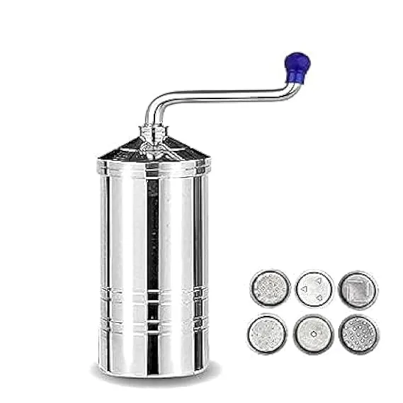 Stainless Steel Kitchen Press with 6 Jali Sev Sancha Machine, Murukku Machine, Bhujiya Maker, Noodles